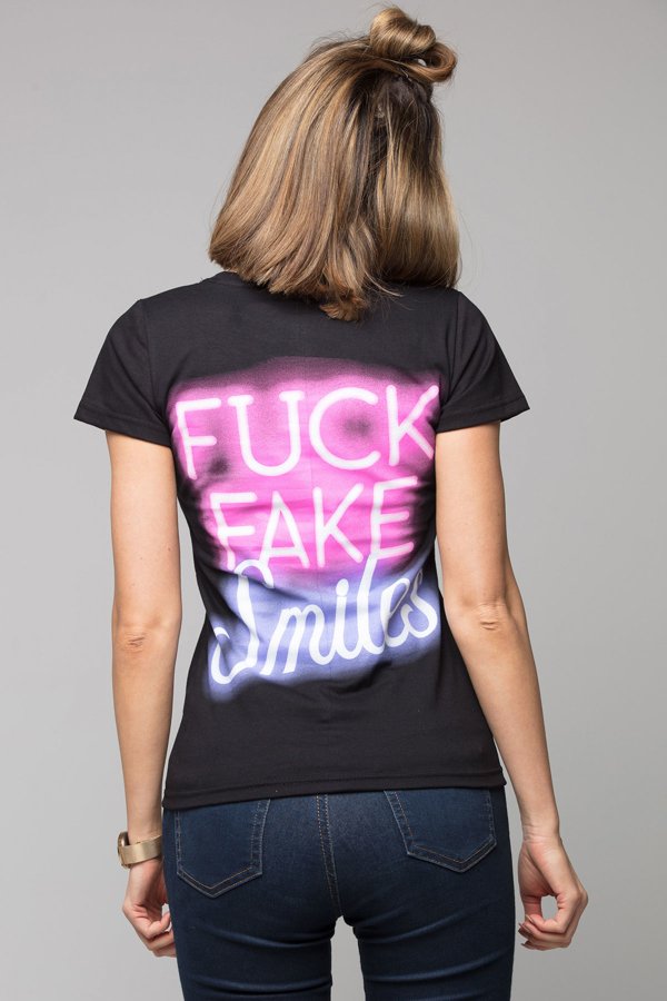 T-shirt Diamante Wear Fuck Fake Smiles czarny