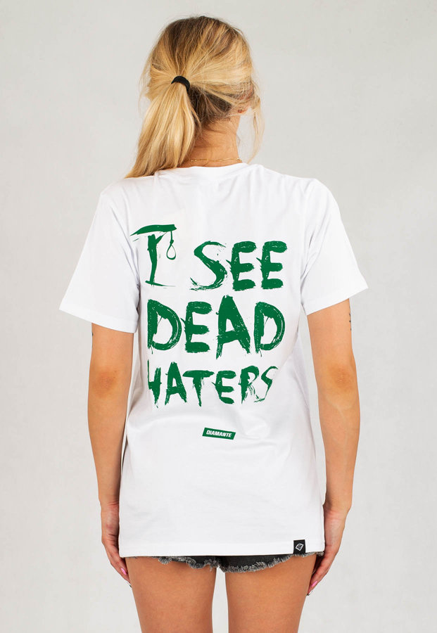 T-shirt Diamante Wear I See Dead Haters biało zielony