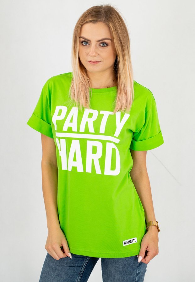 T-shirt Diamante Wear Oversize Party Hard trawiasty