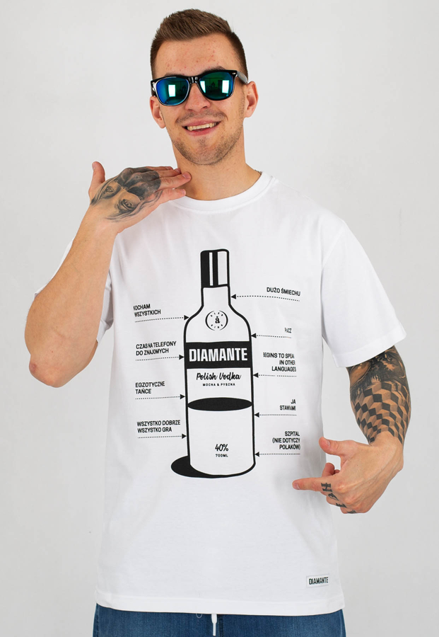 T-shirt Diamante Wear Polish Vodka biały