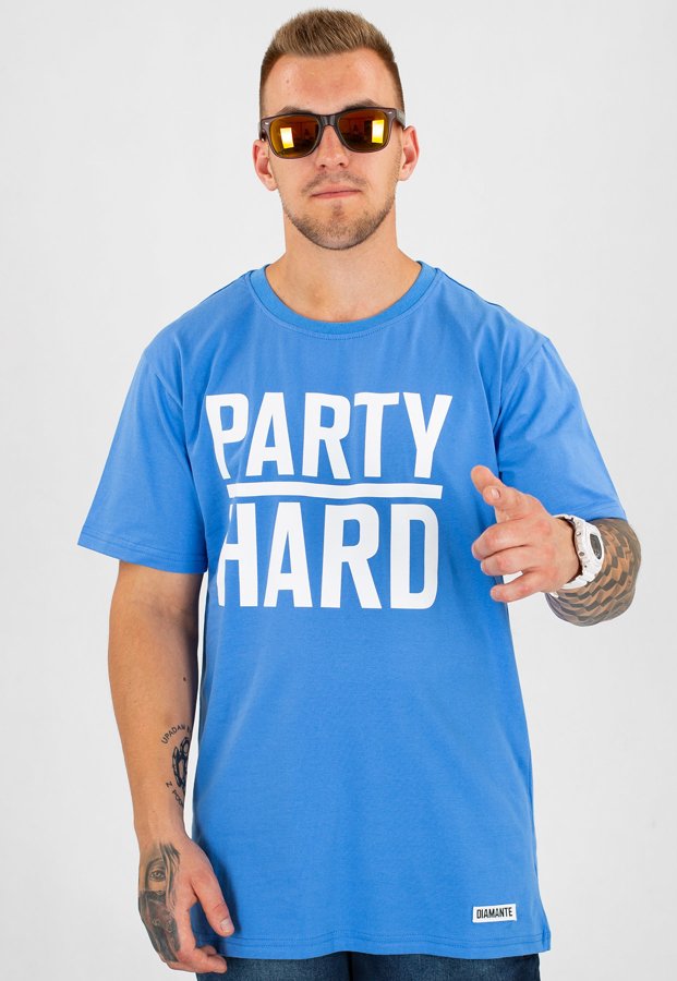 T-shirt Diamante Wear Unisex Party Hard niebieski