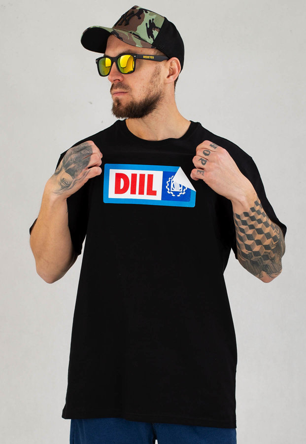 T-shirt Diil Sticker czarno niebieski