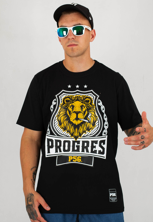 T-shirt Dudek P56 Progres Lion czarny