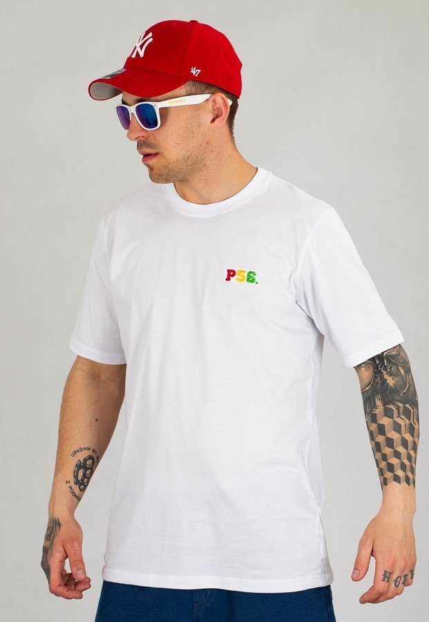 T-shirt Dudek P56 Rasta Lion biały