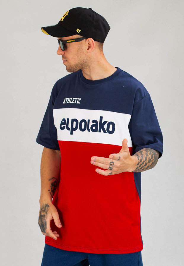 T-shirt El Polako Athletic granatowo czerwony