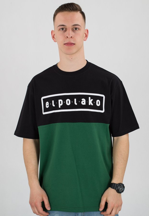 T-shirt El Polako Classic Style czarno zielony