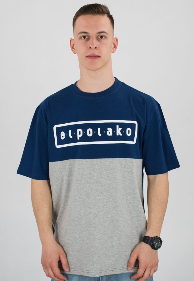 T-shirt El Polako Classic Style granatowo szary