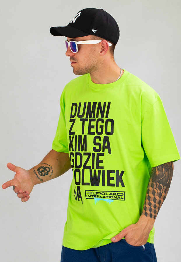 T-shirt El Polako Dumni International limonkowy