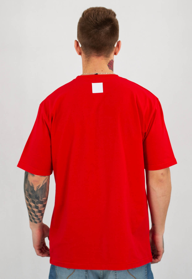 T-shirt El Polako Lines Handmand czerwony