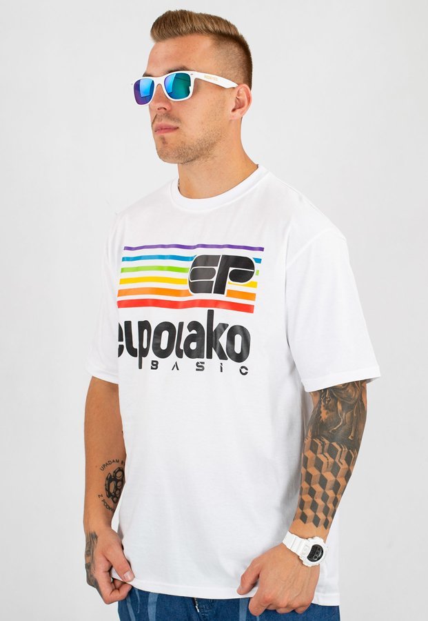 T-shirt El Polako Rainbow biały