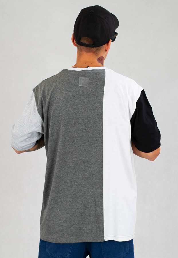 T-shirt El Polako Vertical 3Cut szaro biały