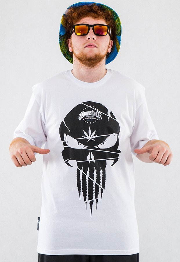 T-shirt Ganja Mafia Cannabisher biało czarny