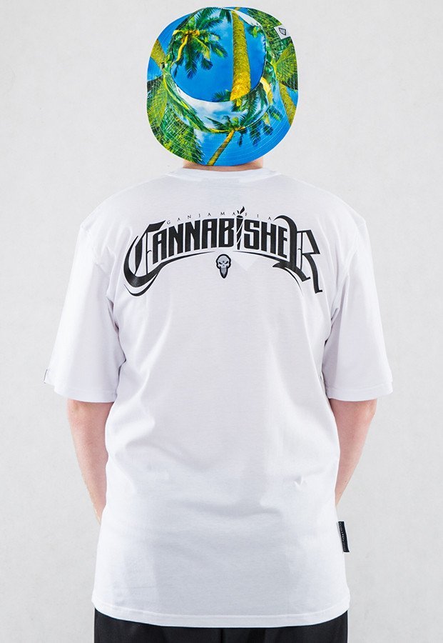 T-shirt Ganja Mafia Cannabisher biało czarny
