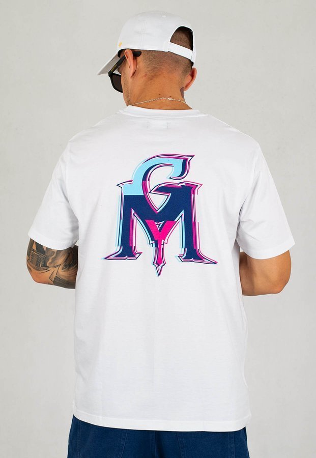 T-shirt Ganja Mafia GM Glitch biały