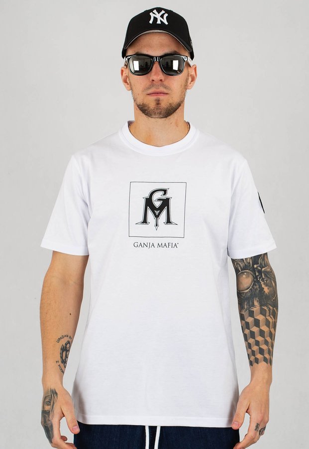T-shirt Ganja Mafia GM biały