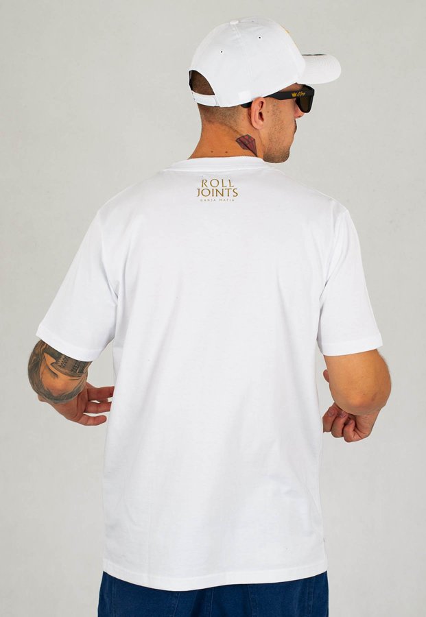 T-shirt Ganja Mafia RJ biało złoty