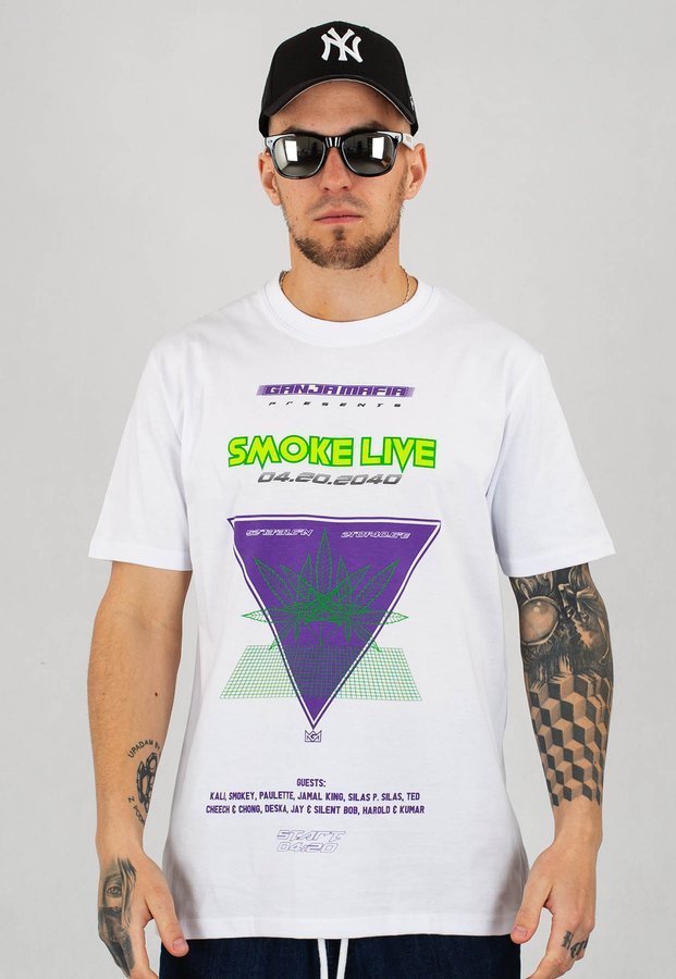 T-shirt Ganja Mafia Smoke Live biały