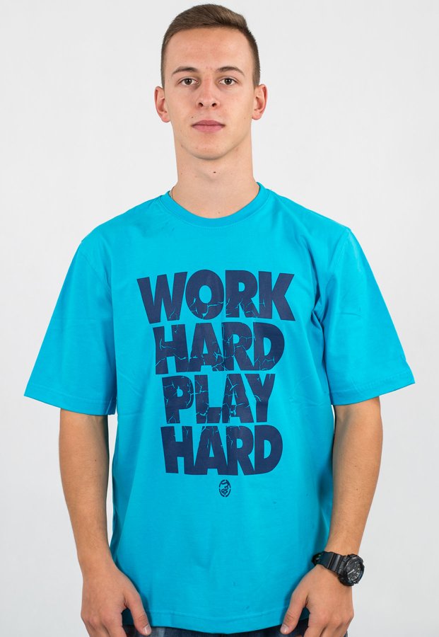 T-shirt Grube Lolo Work Hard turkusowy