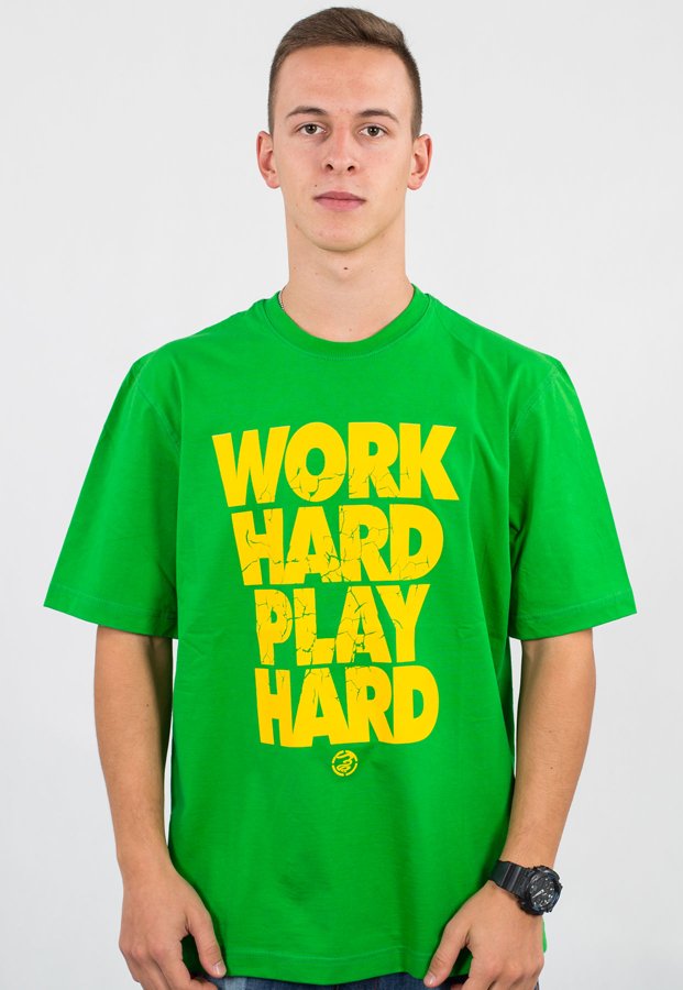 T-shirt Grube Lolo Work Hard zielony