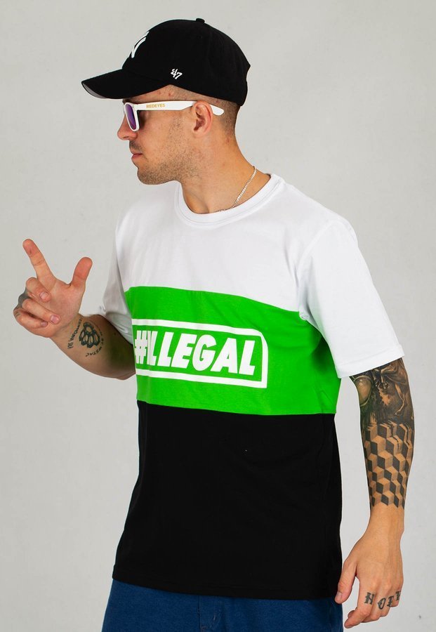 T-shirt Illegal Klasyk Box Trio biało czarno zielony