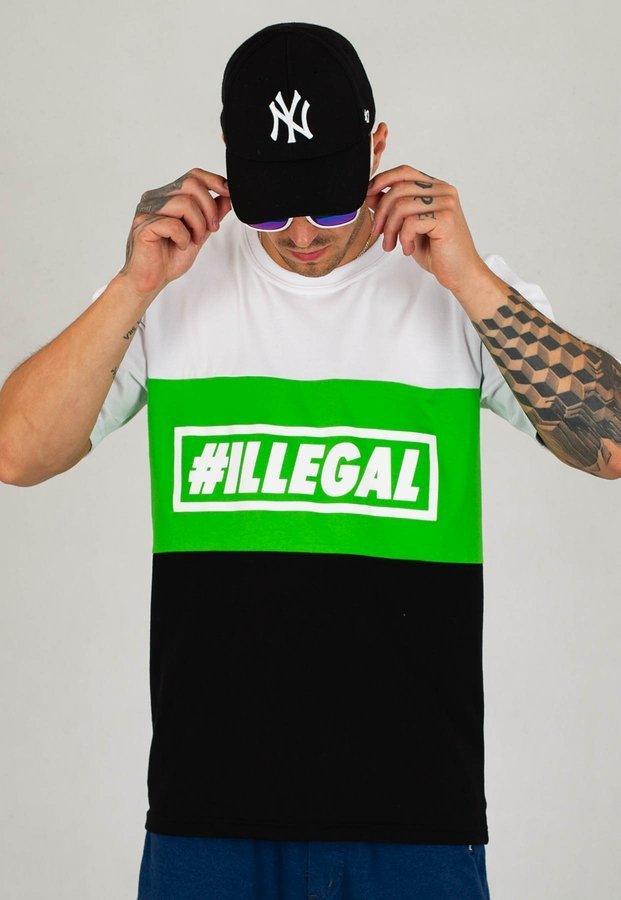 T-shirt Illegal Klasyk Box Trio biało czarno zielony