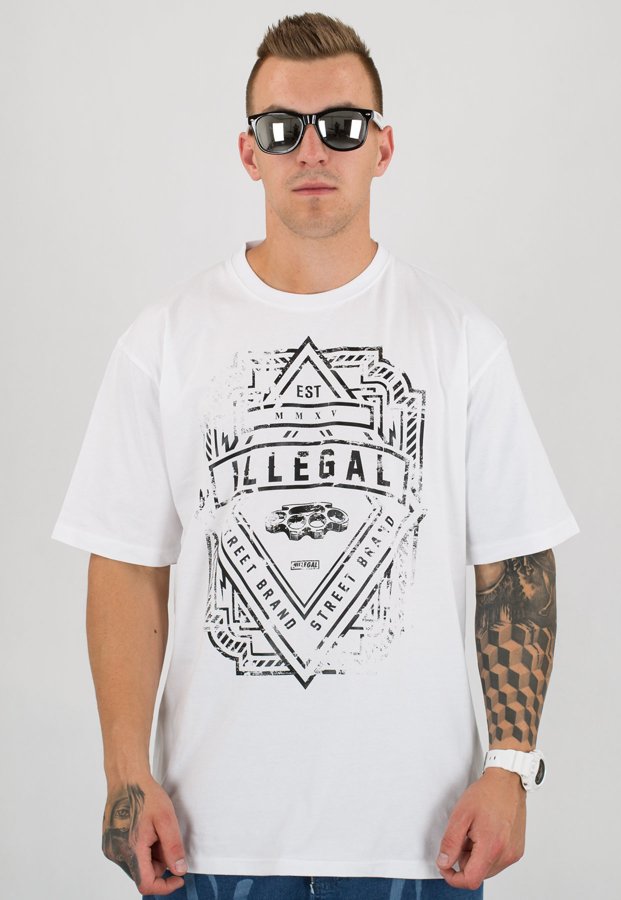 T-shirt Illegal Logo biały