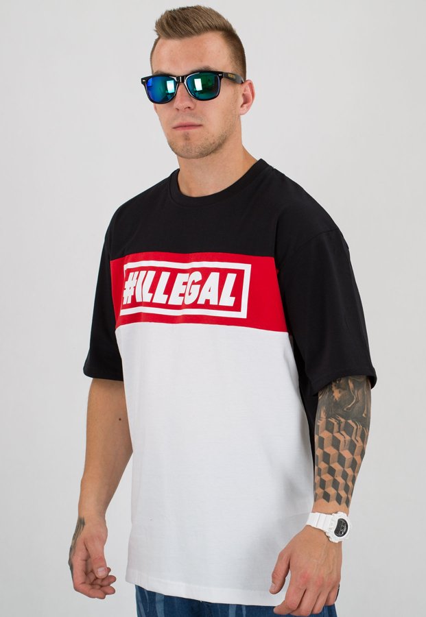 T-shirt Illegal Red czarny biały dół