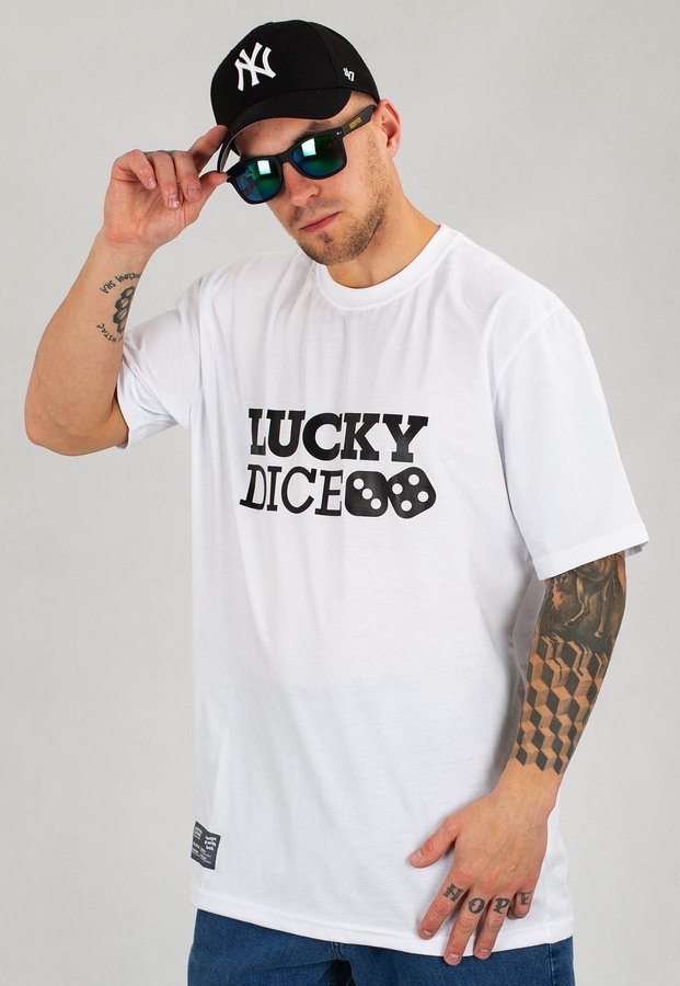T-shirt Lucky Dice Logo One biały