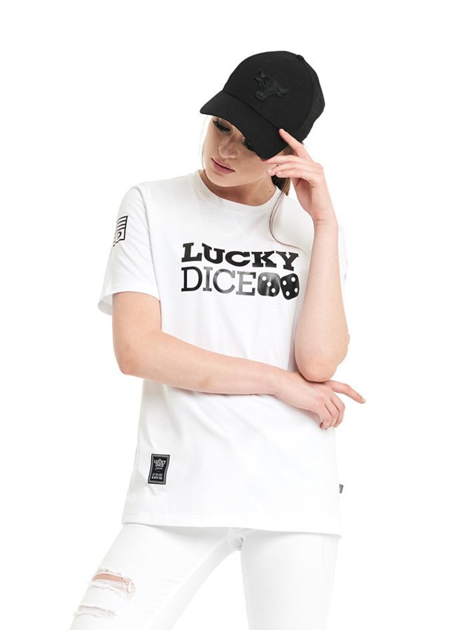 T-shirt Lucky Dice Seven biały