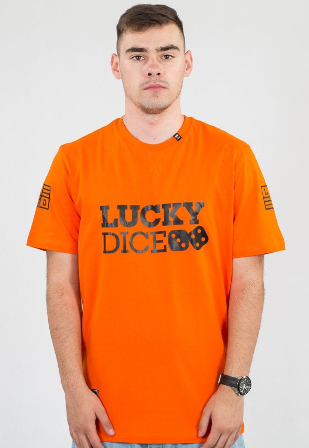 T-shirt Lucky Dice Seven pomarańczowy