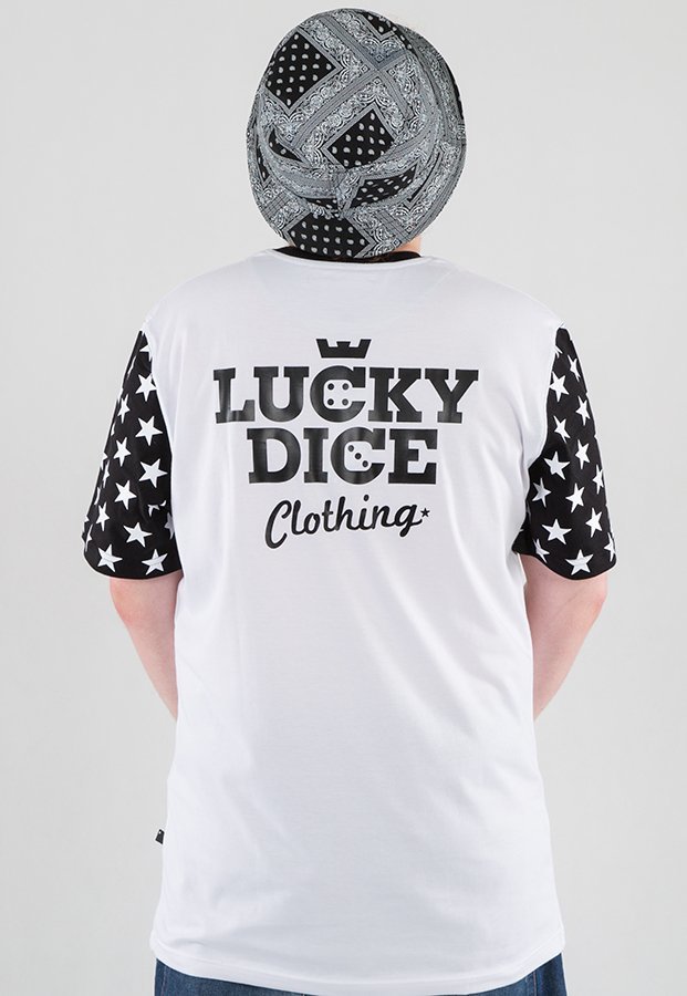T-shirt Lucky Dice Star biały