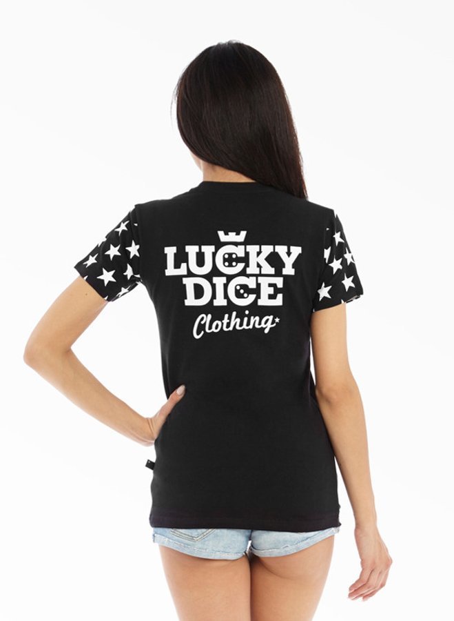 T-shirt Lucky Dice Stars Girl biały