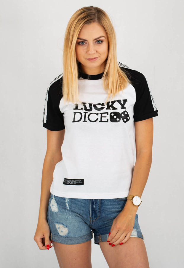 T-shirt Lucky Dice Tape biało czarny