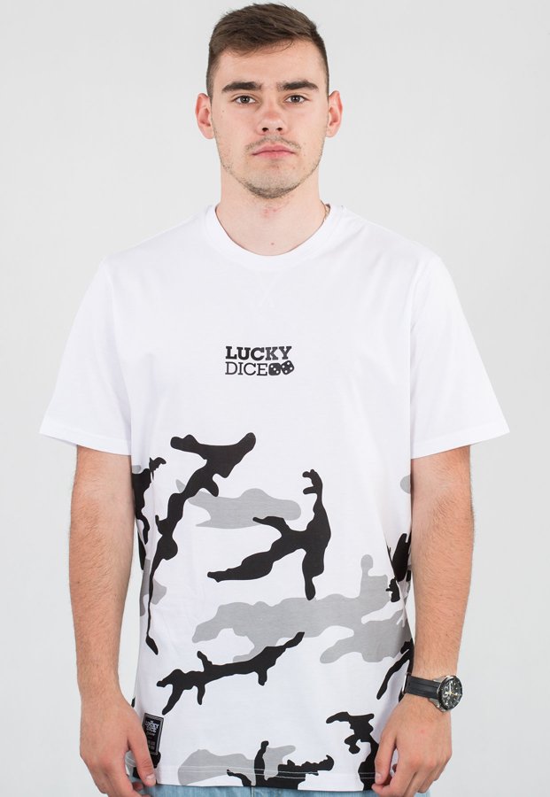 T-shirt Lucky Dice Urban Camo biało czarny