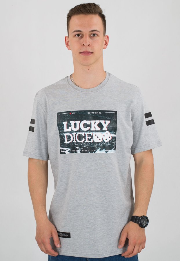 T-shirt Lucky Dice VHS Logo szary
