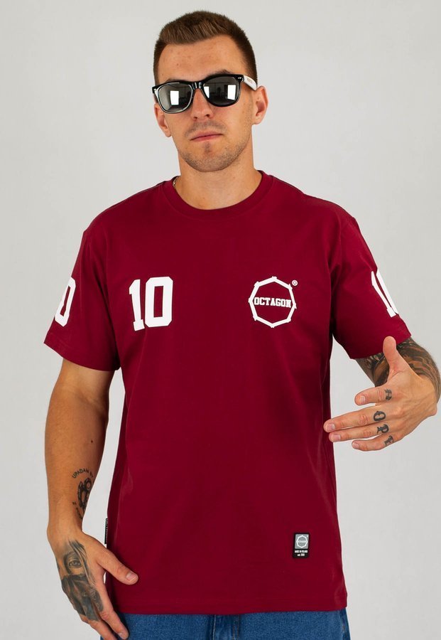 T-shirt Octagon "10" bordowy