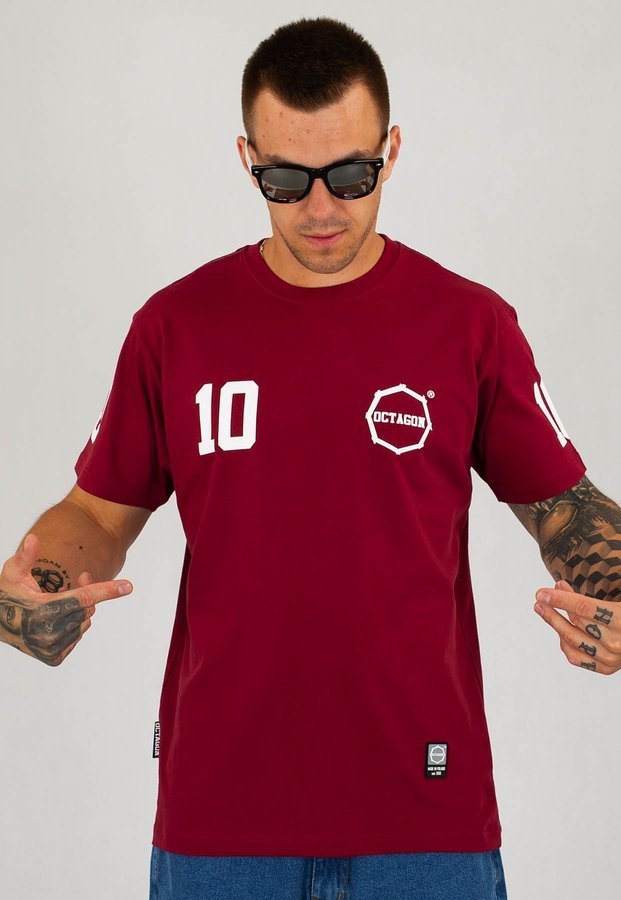 T-shirt Octagon "10" bordowy