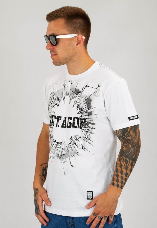 T-shirt Octagon Crushed Logo biały