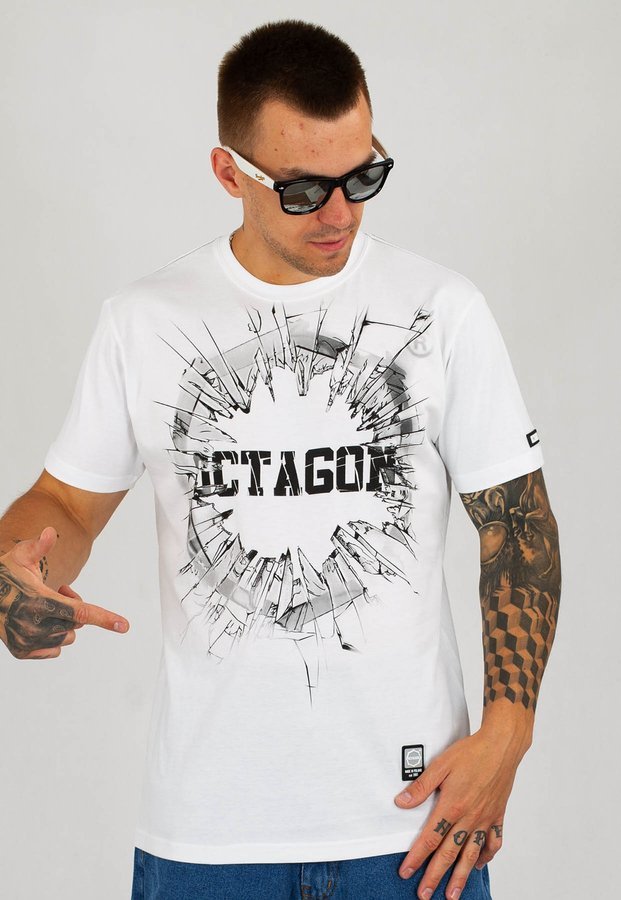 T-shirt Octagon Crushed Logo biały