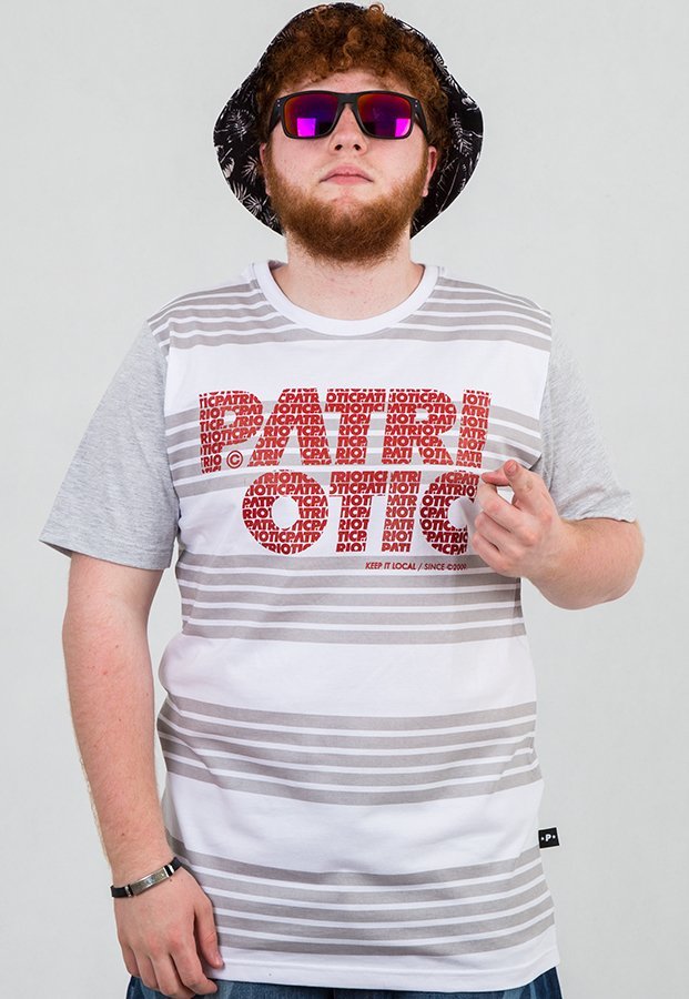 T-shirt Patriotic CLS Fonts Lanes biało szary