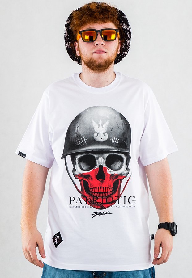 T-shirt Patriotic Skull 2 biały
