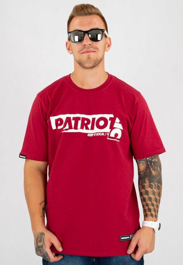 T-shirt Patriotic Sticker bordowy
