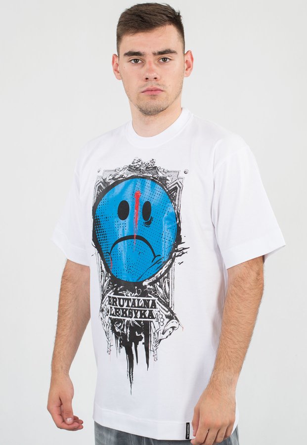 T-shirt PihSzou Brutalna Leksyka biało niebieski