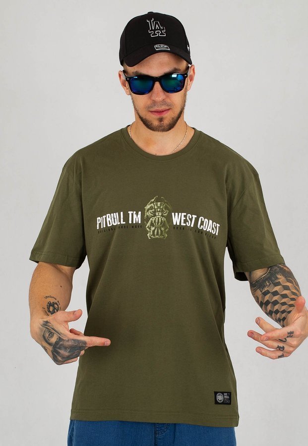 T-shirt Pit Bull Bane oliwkowe