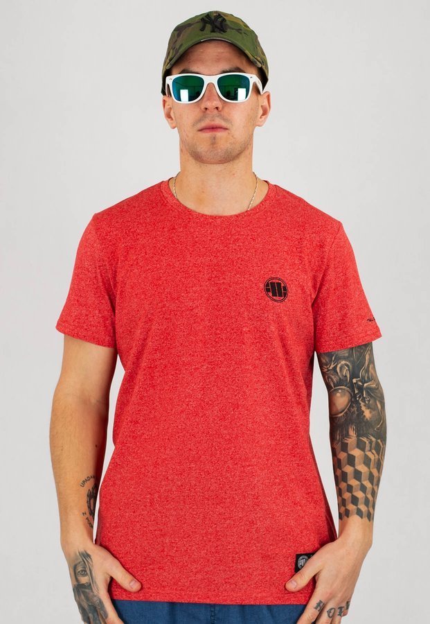 T-shirt Pit Bull Custom Fit Melange Small Logo czerwony