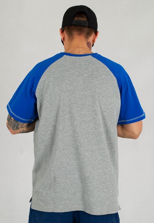 T-shirt Pit Bull Garment Washed Raglan Small Logo szaro niebieski