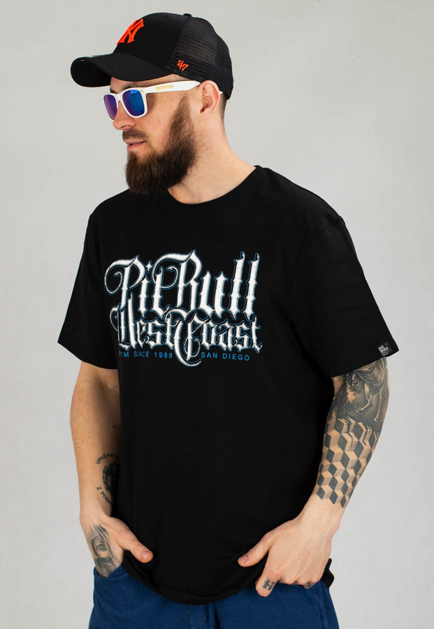 T-shirt Pit Bull Middle Skull Dog 23 czarny