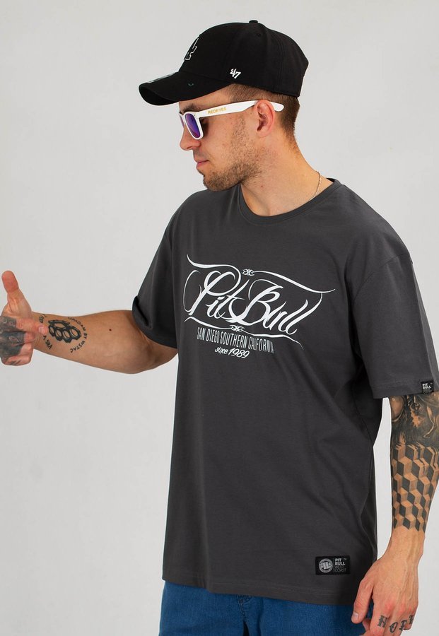 T-shirt Pit Bull Oldschool PB grafitowy