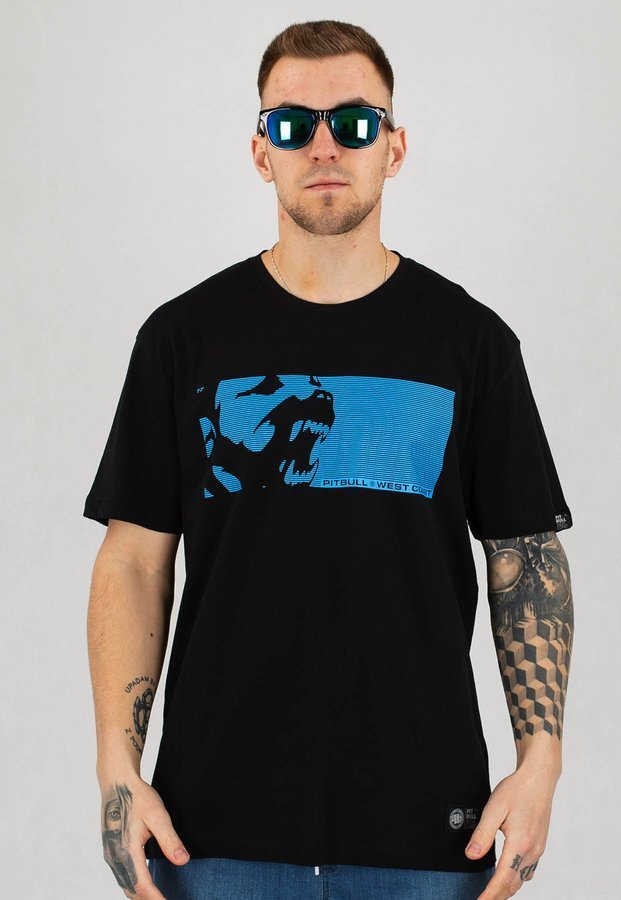 T-shirt Pit Bull Raster Dog czarno niebieski
