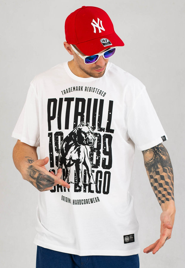 T-shirt Pit Bull San Diego Dog biały